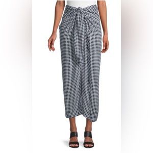 Ganni Knotted Checked Midi Skirt